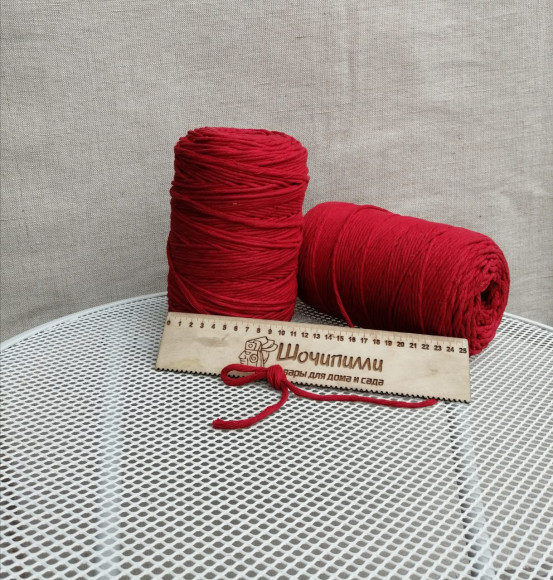 Шпагат хлопковый для макраме 4 мм (красный)