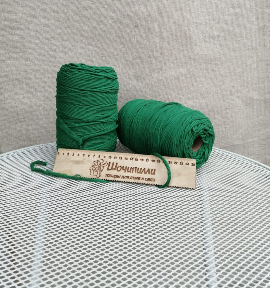 Шпагат хлопковый для макраме 4 мм (зеленый)