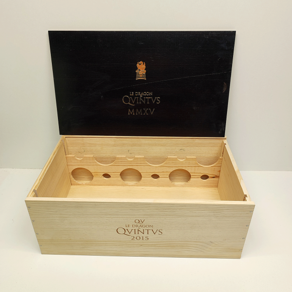 Ящик из под вина (56х33х21 см) Le Dragon Qvintvs на 12 бутылок с крышкой