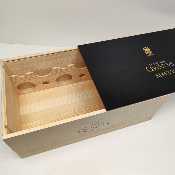 Ящик из под вина (56х33х21 см) Le Dragon Qvintvs на 12 бутылок с крышкой