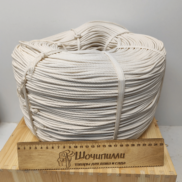 Веревка хлопчатобумажная 4 мм (бухта 880 м (20 кусков по 44 м))