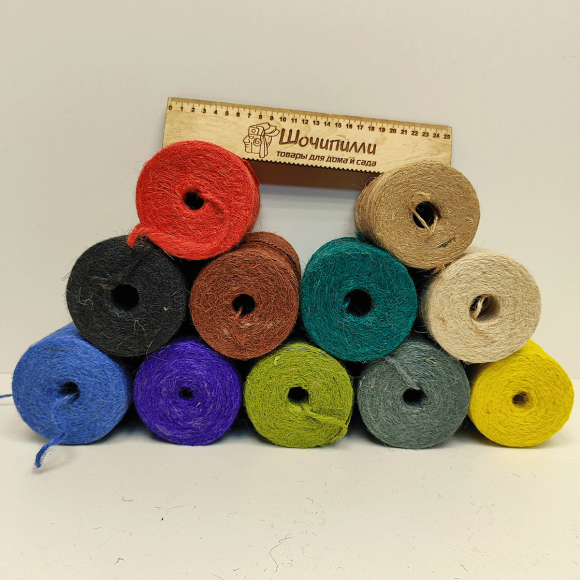 Шпагат джутовый. Цвет зеленый 2х560 текс в цилиндрах по 0,5 кг