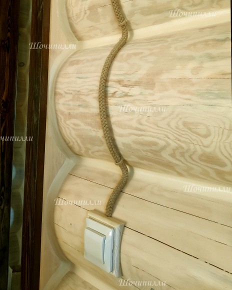 Проводка + крепеж в джутовой оплетке в банном строении. г. Ярославль