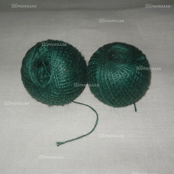 Шпагат джутовый Зеленый 2х560 текс Клубок 100 м