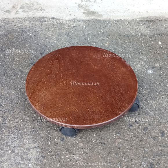 Деревянная подставка напольная Круг на колесиках малый 37 см