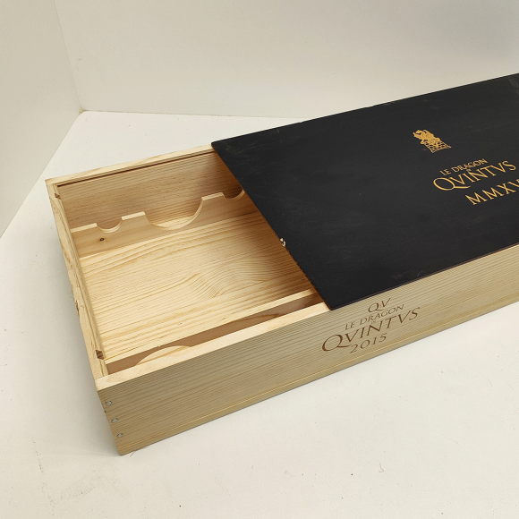 Ящик из под вина БУ (56х33х12 см) Le Dragon Qvintvs на 6 бутылок с крышкой