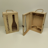 Деревянный кейс БУ из под игристого вина Балаклава на 2 бутылки