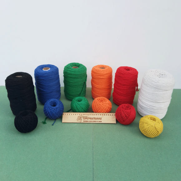 Шпагат хлопчатобумажный 1500 текс. Клубок 100 м