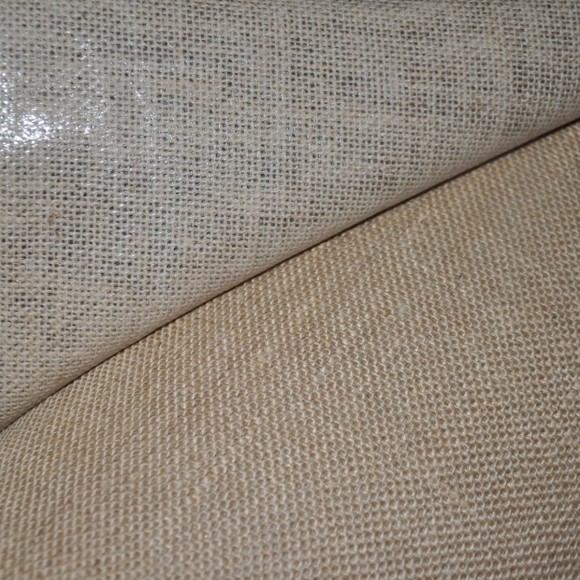 Мешковина джутовая ламинированная (сумочная) Ширина 106 см Мешковина джутовая ламинированная (сумочная) Ширина 106 см