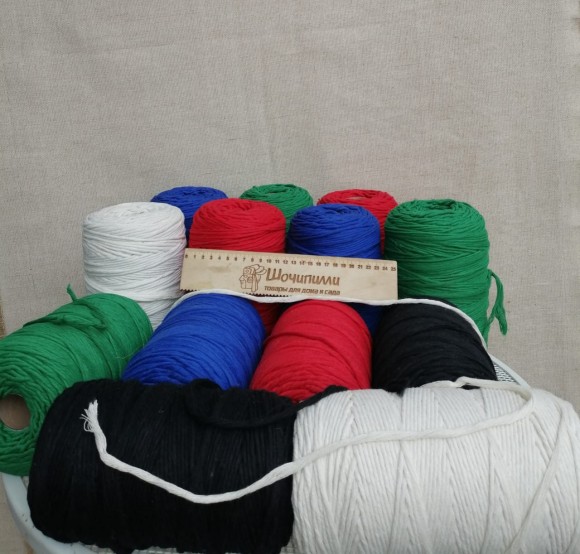 Шпагат хлопковый Цветной для макраме 3000 текс (весовой)