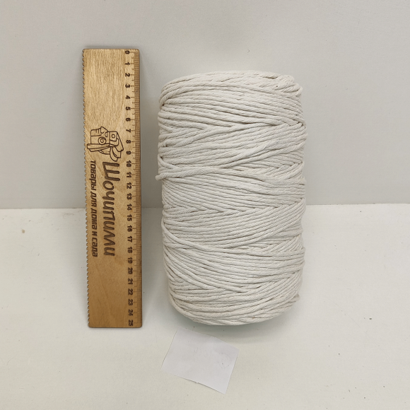 Шпагат хлопковый для макраме 4 мм (молочный)